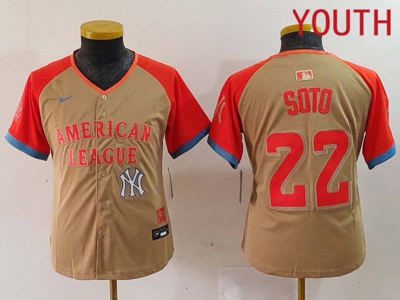 Youth New York Yankees 22 Soto Orange All star 2024 Nike MLB Jersey style 6